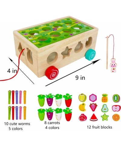 Wooden Montessori Toys for Toddlers 2 3 4 Years Old Carrot Harvest Shape Sorting Toys Push Car Game Activities Cubes Developm...