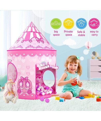 3PC Princess Tent for Girls with Kids Ball Pit Kids Play Tents and Crawl Tunnel for Toddlers Pink Pop Up Playhouse Toys for B...