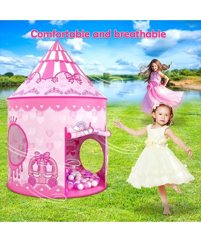 3PC Princess Tent for Girls with Kids Ball Pit Kids Play Tents and Crawl Tunnel for Toddlers Pink Pop Up Playhouse Toys for B...