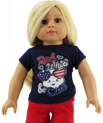 Fourth of July Red White and Cute Short Set Made for 18 inch Dolls Compatible with American Girl Dolls $16.77 Doll Accessories