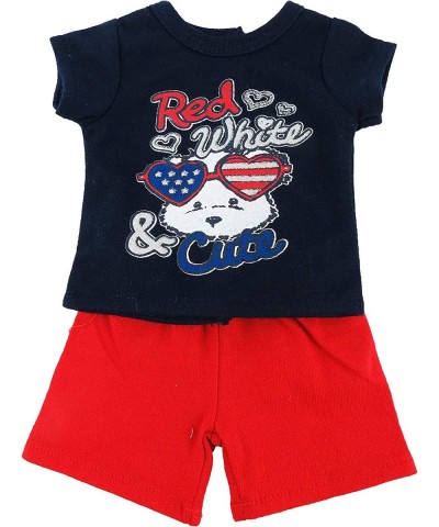 Fourth of July Red White and Cute Short Set Made for 18 inch Dolls Compatible with American Girl Dolls $16.77 Doll Accessories