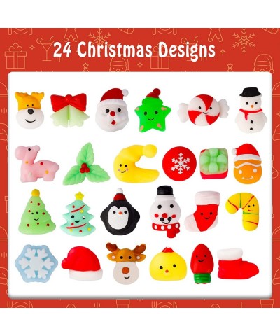 24Pcs Christmas Squishies Toys Mochi Squishy Toys Bulk Party Favor for Kids Christmas Stocking Stuffers Goodie Bag Filler Bul...