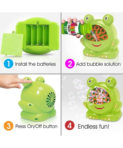 Frog Bubble Machine Set for Kids - 2 Pack - Includes 2 Bubbles Blowing Toys and 2 Bottles of Solution - Fun Summer Outdoor or...