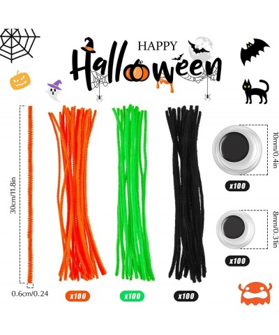 500 Pcs Halloween Pipe Cleaners Set Includes 3 Colors Chenille Stems 2 Sizes Wiggle Googly Eyes 2 Sizes Pumpkin Pompoms Choco...