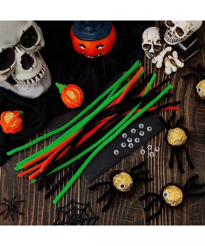 500 Pcs Halloween Pipe Cleaners Set Includes 3 Colors Chenille Stems 2 Sizes Wiggle Googly Eyes 2 Sizes Pumpkin Pompoms Choco...