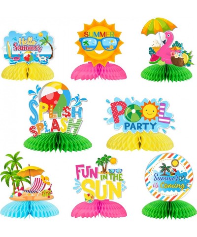 8 Pieces Summer Honeycomb Centerpieces Splish Splash Beach Pool Party 3D Tropical Table Honeycomb Decorations for Birthday Ba...