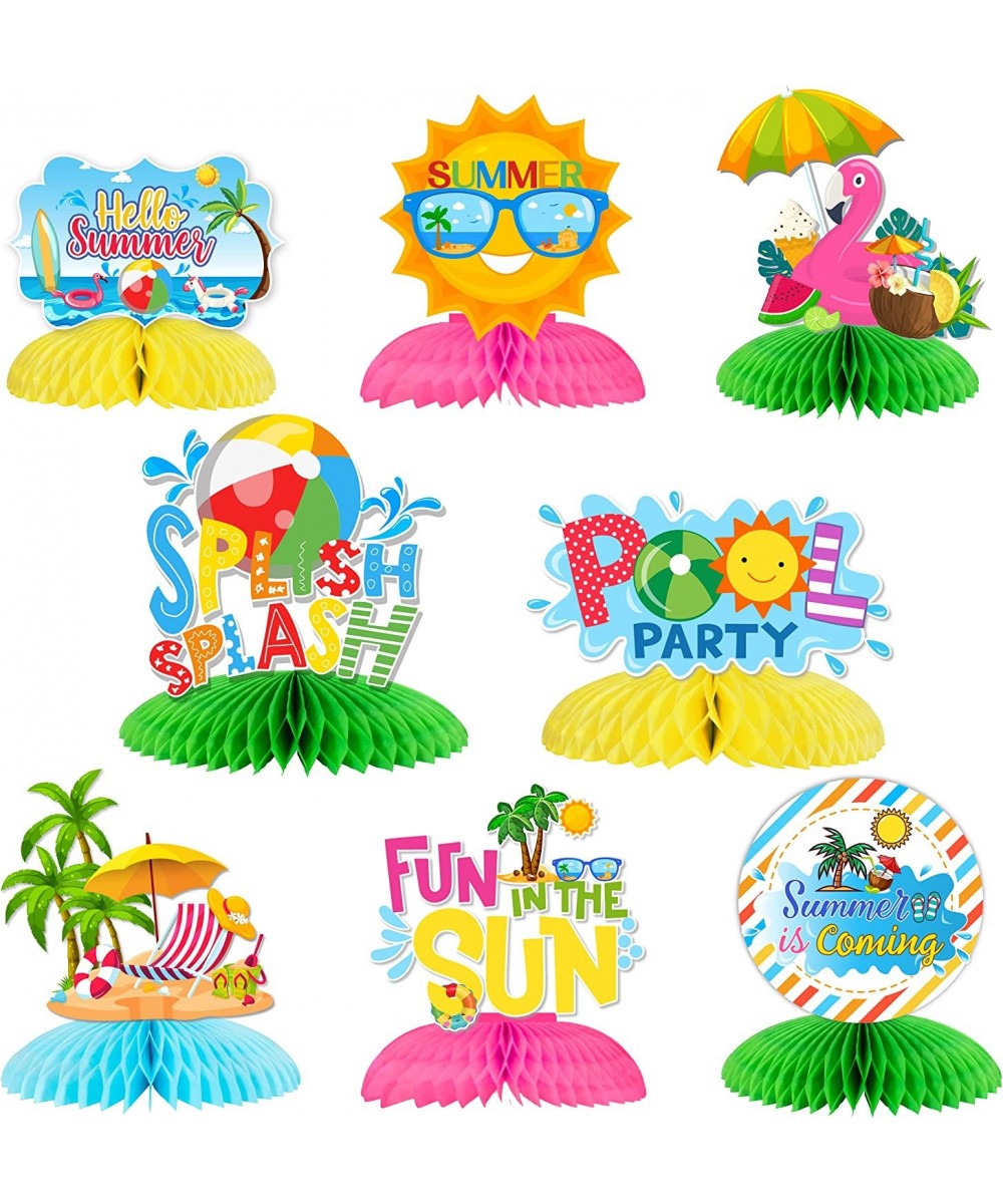 8 Pieces Summer Honeycomb Centerpieces Splish Splash Beach Pool Party 3D Tropical Table Honeycomb Decorations for Birthday Ba...