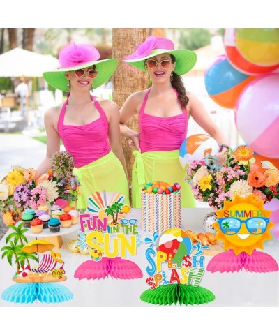 8 Pieces Summer Honeycomb Centerpieces Splish Splash Beach Pool Party 3D Tropical Table Honeycomb Decorations for Birthday Ba...