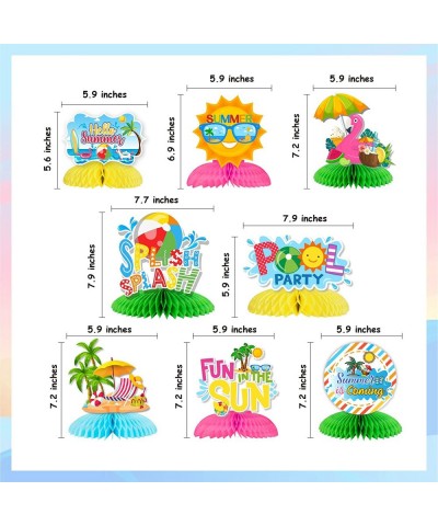 8 Pieces Summer Honeycomb Centerpieces Splish Splash Beach Pool Party 3D Tropical Table Honeycomb Decorations for Birthday Ba...