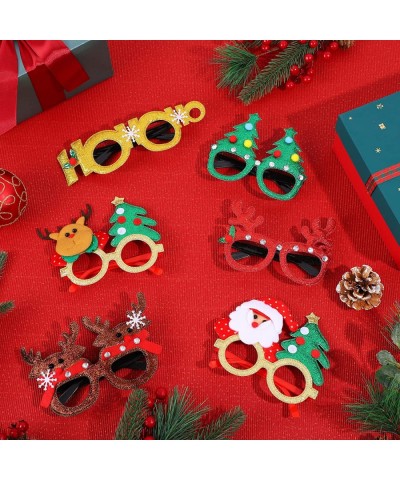 24 Pieces Christmas Glitter Eyeglasses Christmas Eyewear Frame Party Accessory Supplies Antlers Reindeer Snowman Shape for Xm...