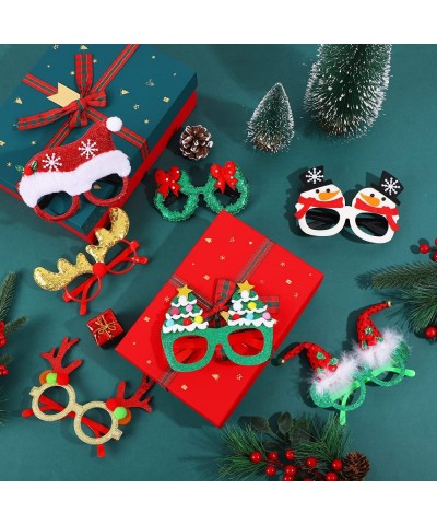 24 Pieces Christmas Glitter Eyeglasses Christmas Eyewear Frame Party Accessory Supplies Antlers Reindeer Snowman Shape for Xm...