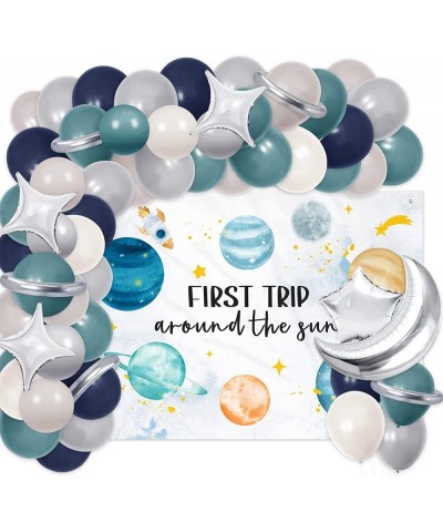 Boy First Trip Around the Sun Birthday Decorations Kit Watercolor Style Outer Space Solar System 1st Birthday Backdrop Banner...