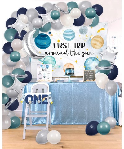 Boy First Trip Around the Sun Birthday Decorations Kit Watercolor Style Outer Space Solar System 1st Birthday Backdrop Banner...