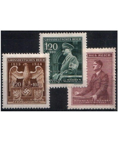 CZ 1944 TRIO of 3 RARE NAZI OCCUPIED BOHEMIA MORAVIA STAMPS w SWASTIKA or HITLER! BUY 2 LOTS GET 8 STAMPS!! Mint Never Hinged...