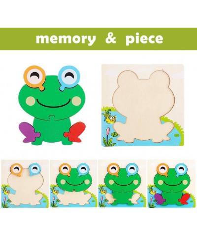 Wooden Animal Toddler Puzzles for 2-4 Years Old Boys & Girls Baby STEM Educational Toy Gift with 6 Animals Montessori Bright ...