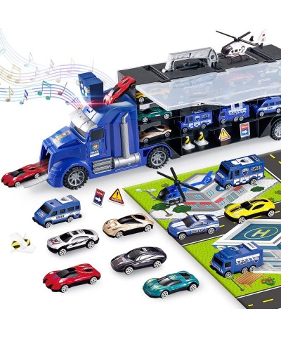 18Pcs Transport Car Carrier Truck Toy for Boys and Girls Double Side Transport Car Toys with Sound and Light Toy Trucks for 3...