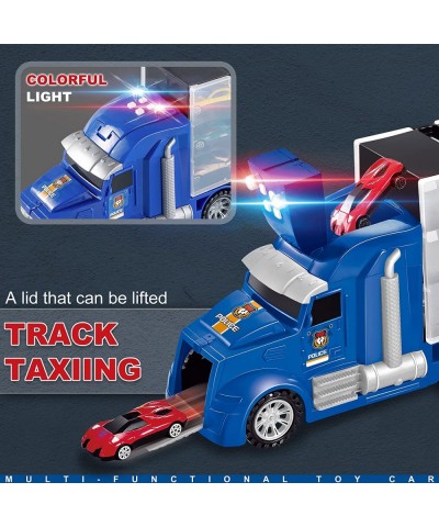 18Pcs Transport Car Carrier Truck Toy for Boys and Girls Double Side Transport Car Toys with Sound and Light Toy Trucks for 3...