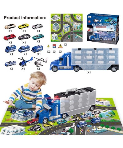 18Pcs Transport Car Carrier Truck Toy for Boys and Girls Double Side Transport Car Toys with Sound and Light Toy Trucks for 3...