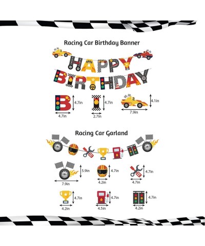 Race Car Birthday Decorations for Kids Boys Let's go Racing Party Supplies With Banner Welcome Hanger Car Party Signs Cake To...