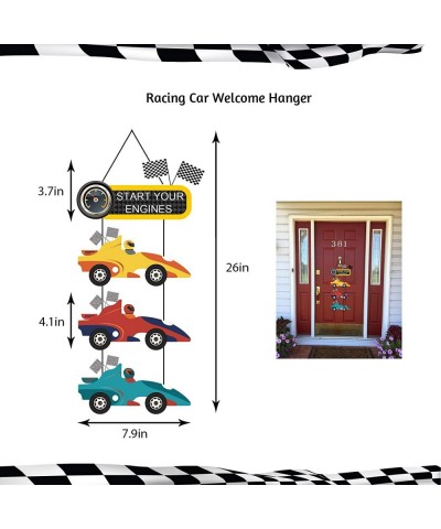 Race Car Birthday Decorations for Kids Boys Let's go Racing Party Supplies With Banner Welcome Hanger Car Party Signs Cake To...