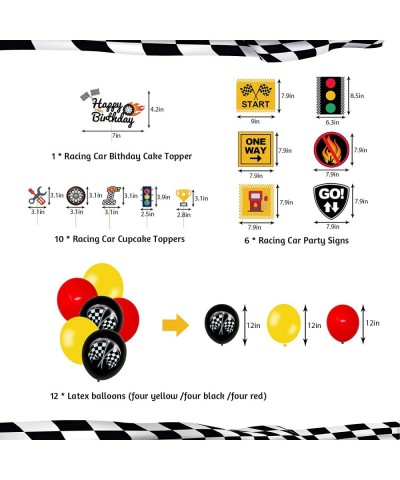 Race Car Birthday Decorations for Kids Boys Let's go Racing Party Supplies With Banner Welcome Hanger Car Party Signs Cake To...