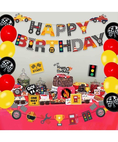 Race Car Birthday Decorations for Kids Boys Let's go Racing Party Supplies With Banner Welcome Hanger Car Party Signs Cake To...