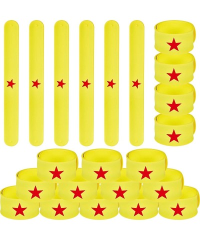 24 Pieces Slap Bracelets Yellow Slap Bracelet with Red Star Slap Band Slap Wristband Bracelets for Girls Birthday Party Girls...