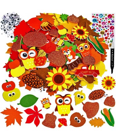 451 Pcs Assorted Fall Thanksgiving Stickers Bulk Self-Adhesive Autumn Pumpkin Maple Leaf Owl Felt Stickers Foam Stickers Goog...