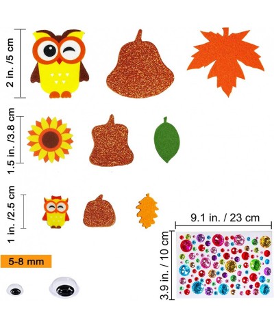 451 Pcs Assorted Fall Thanksgiving Stickers Bulk Self-Adhesive Autumn Pumpkin Maple Leaf Owl Felt Stickers Foam Stickers Goog...