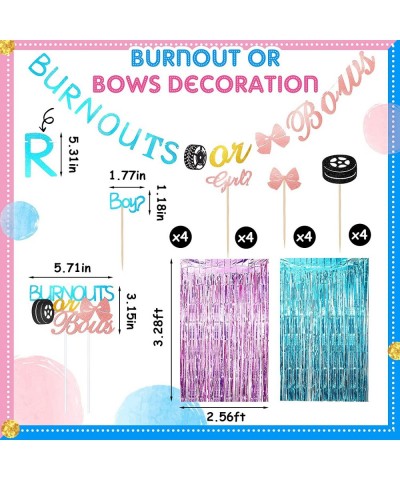 112 Pcs Burnouts or Bows Gender Reveal Decorations Set Burnouts Bow Foil Balloons Arch Banner Gender Reveal Cake Topper Pink ...