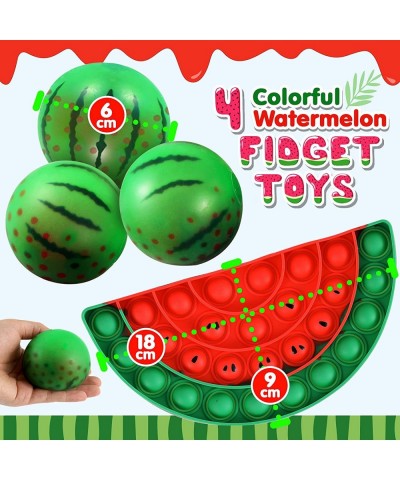 Fidget Pack 4pcs 3 Cute Stress Balls for Kids & 1 Popper Fidget Toy Set Watermelon Bubble Popping Sensory Toys for Toddlers B...