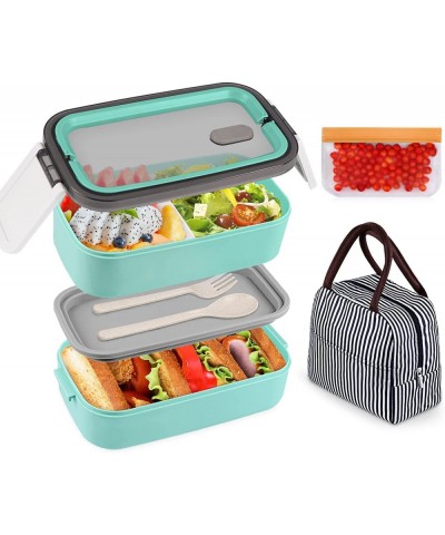 Bento Box Adult Lunch Box Bento Lunch Box For Adults Leak Proof 2 Layer Bento Snack Box Set With Utensils & Bag & handle Cute...