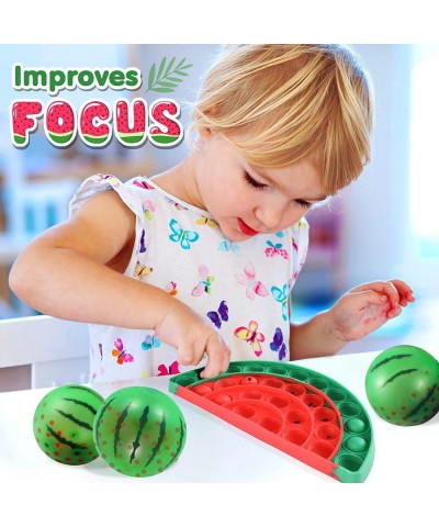 Fidget Pack 4pcs 3 Cute Stress Balls for Kids & 1 Popper Fidget Toy Set Watermelon Bubble Popping Sensory Toys for Toddlers B...