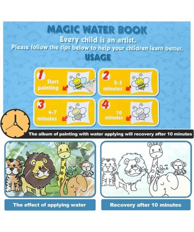 4 Pack Water Drawing Book Water Coloring & Doodle Book Reusable Water Reveal Activity Books for Kid Painting Color Wonder Col...