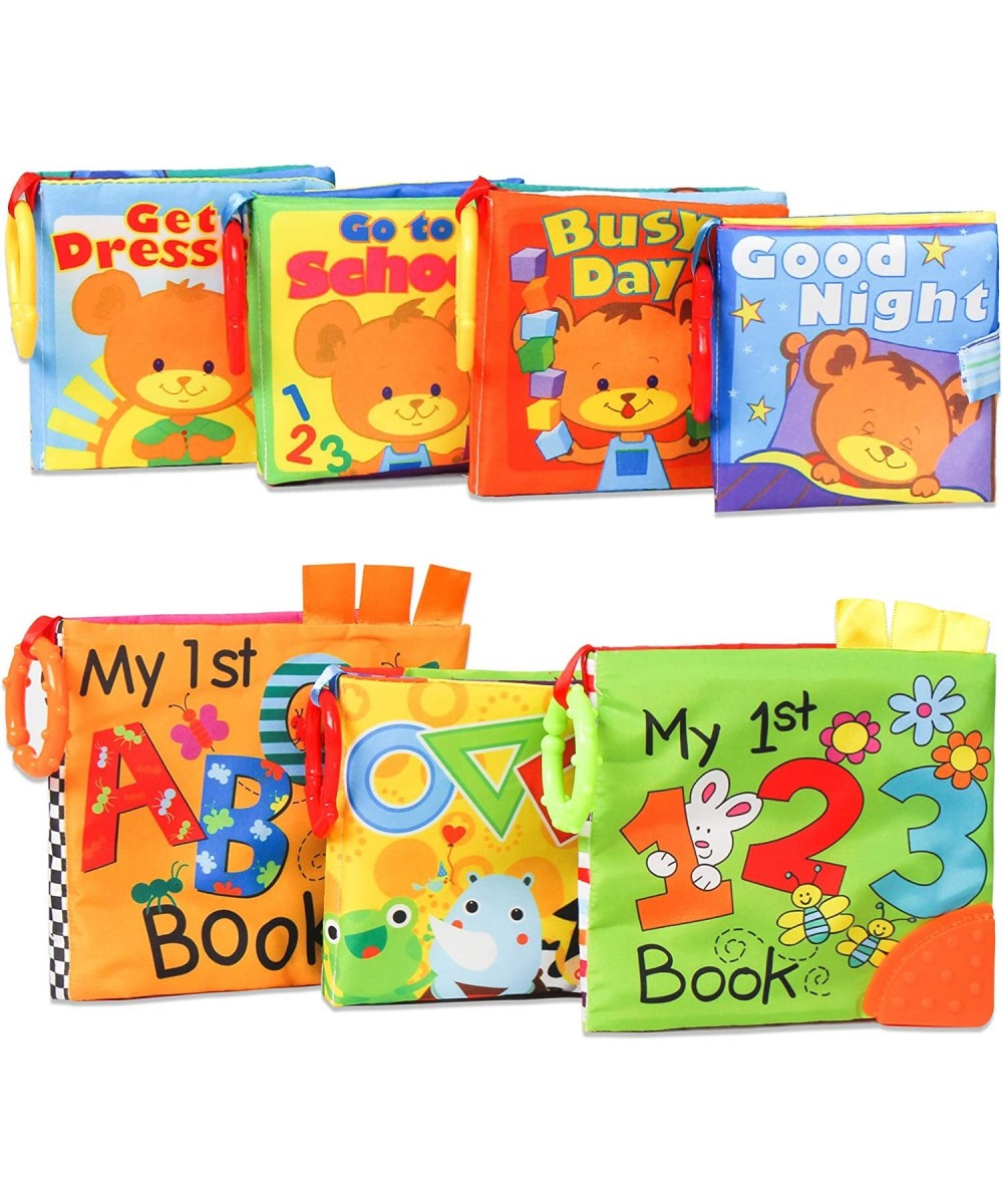 Baby Soft Books with Teether and Crinkle Paper 7pcs Waterproof Bath Book First Year Book for Learning Numbers and Alphabets a...