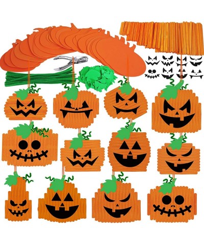 24 Sets Pumpkin Crafts Kits Halloween Crafts Fall Kids Crafts DIY Pumpkin Ornaments Decorations Art Sets Wooden Sticks Pumpki...