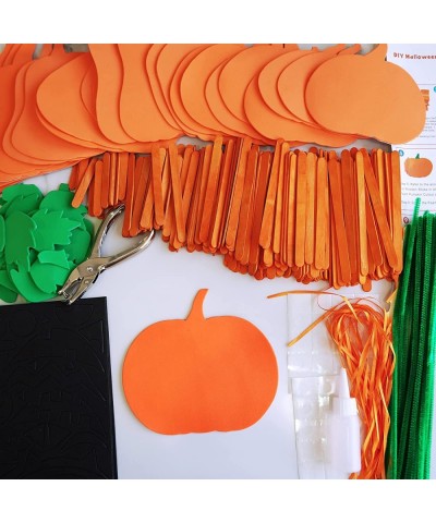 24 Sets Pumpkin Crafts Kits Halloween Crafts Fall Kids Crafts DIY Pumpkin Ornaments Decorations Art Sets Wooden Sticks Pumpki...