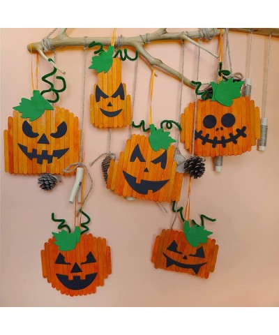 24 Sets Pumpkin Crafts Kits Halloween Crafts Fall Kids Crafts DIY Pumpkin Ornaments Decorations Art Sets Wooden Sticks Pumpki...