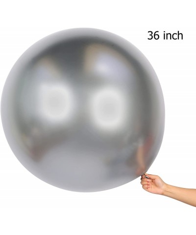 5 pcs Silver Chrome Balloons 36 inch Thick Latex Metallic Balloon for Birthday Party Decorations Bridal Shower Engagement Wed...