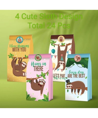 24 Pack Sloth Party Favor Bags - Jungle Animal Sloth Birthday Party Supplies for Kids Sloth Treat Goodie Bags Cute Animal Can...