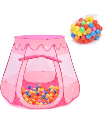 Princess Pop Up Tent w/ 100 Balls Included Foldable Portable Children Play Tent with Carrying Bag Indoor Outdoor Use Playhous...