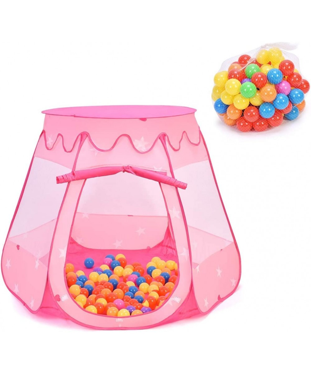 Princess Pop Up Tent w/ 100 Balls Included Foldable Portable Children Play Tent with Carrying Bag Indoor Outdoor Use Playhous...