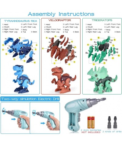 Take Apart Dinosaur Toys for Kids 3-5 5-7 STEM Educational Building Construction Kids Toys with Electric Drill Birthday for B...