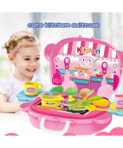 Kids Little Kitchen Playset - Play Kitchen Set Kitchen Playset for Girls Kitchen Toy Set with Realistic Sound & Light Cooking...