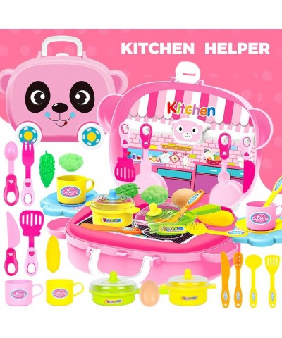 Kids Little Kitchen Playset - Play Kitchen Set Kitchen Playset for Girls Kitchen Toy Set with Realistic Sound & Light Cooking...