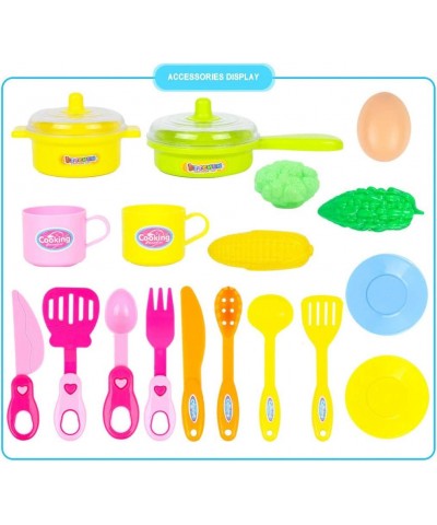 Kids Little Kitchen Playset - Play Kitchen Set Kitchen Playset for Girls Kitchen Toy Set with Realistic Sound & Light Cooking...