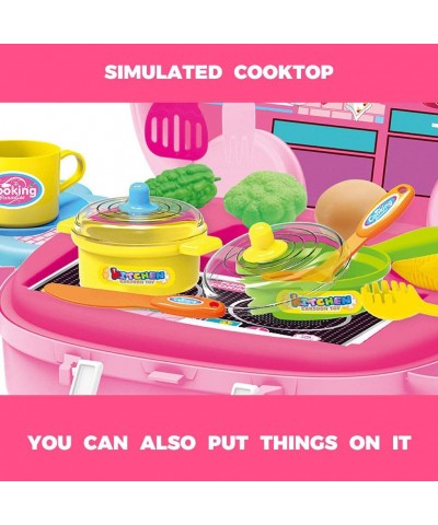 Kids Little Kitchen Playset - Play Kitchen Set Kitchen Playset for Girls Kitchen Toy Set with Realistic Sound & Light Cooking...