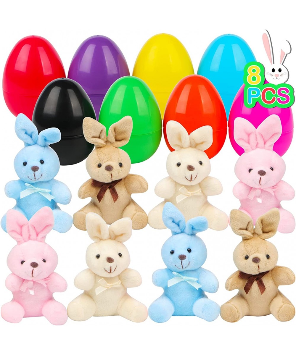 8 Pcs Filled Easter Eggs with Plush Bunny 3.93" Plastic Easter Eggs Filled with Toys Perfect for Easter Eggs Hunt Easter Bask...