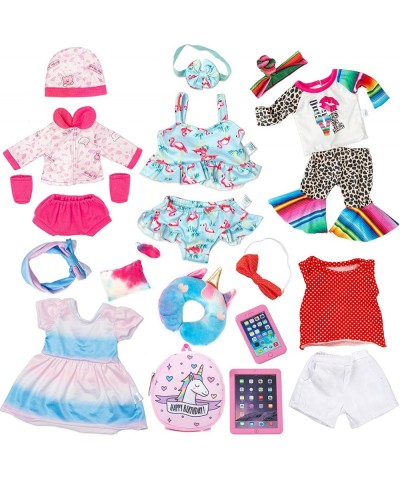 22 Pcs 14-16 inch Baby Doll Clothes Dress and Accessories Include 5 Set Doll Clothes with Doll Backpack Mini Phone Pillow Eye...