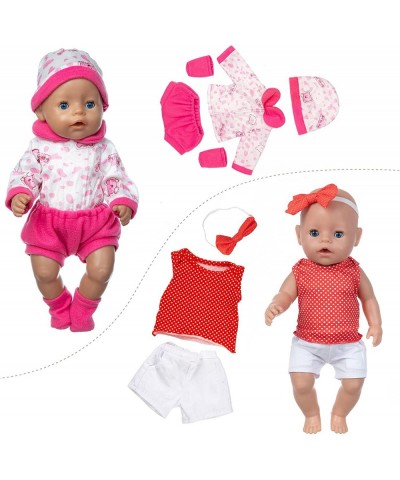 22 Pcs 14-16 inch Baby Doll Clothes Dress and Accessories Include 5 Set Doll Clothes with Doll Backpack Mini Phone Pillow Eye...